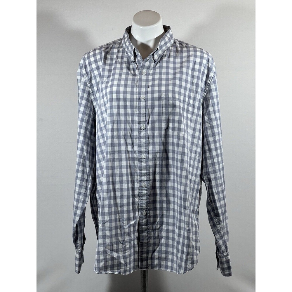 J Crew Flex Mens‎ Button Down Shirt XXL Gray Check